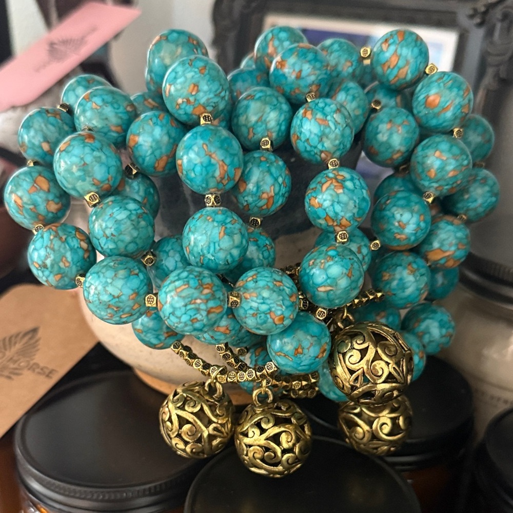 All handmade stone necklace statement necklace!!! Turquoise Jasper